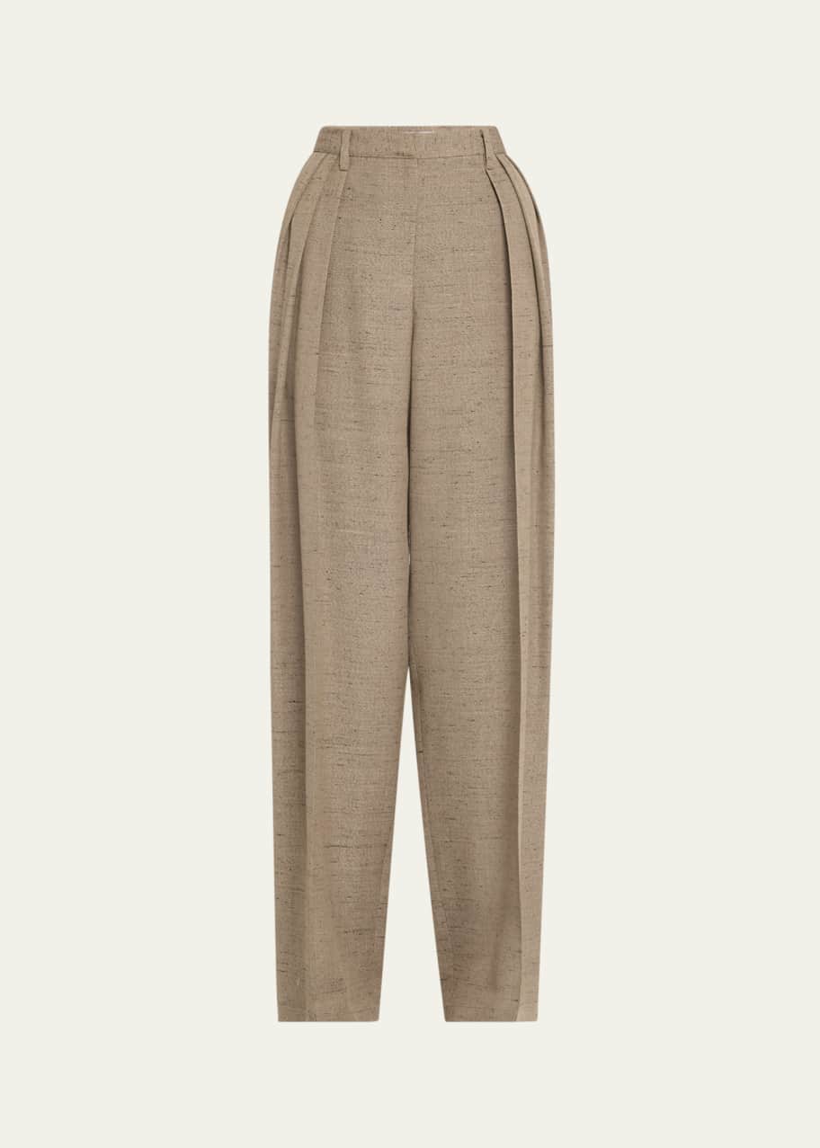 Image 1 of 1: Triple Pleat Wide Leg Trousers