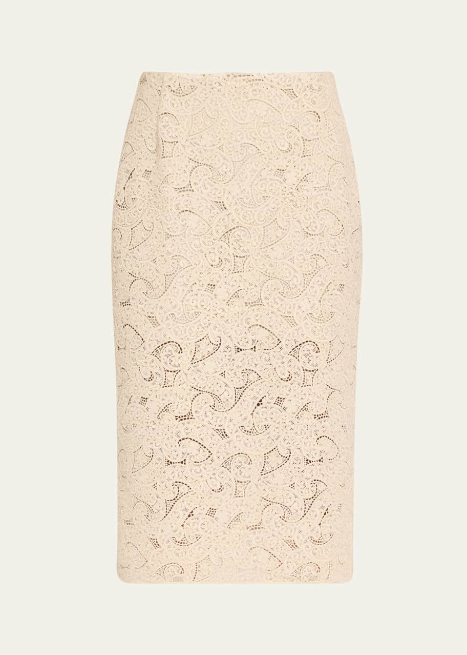 Image 1 of 1: Lace Midi Pencil Skirt
