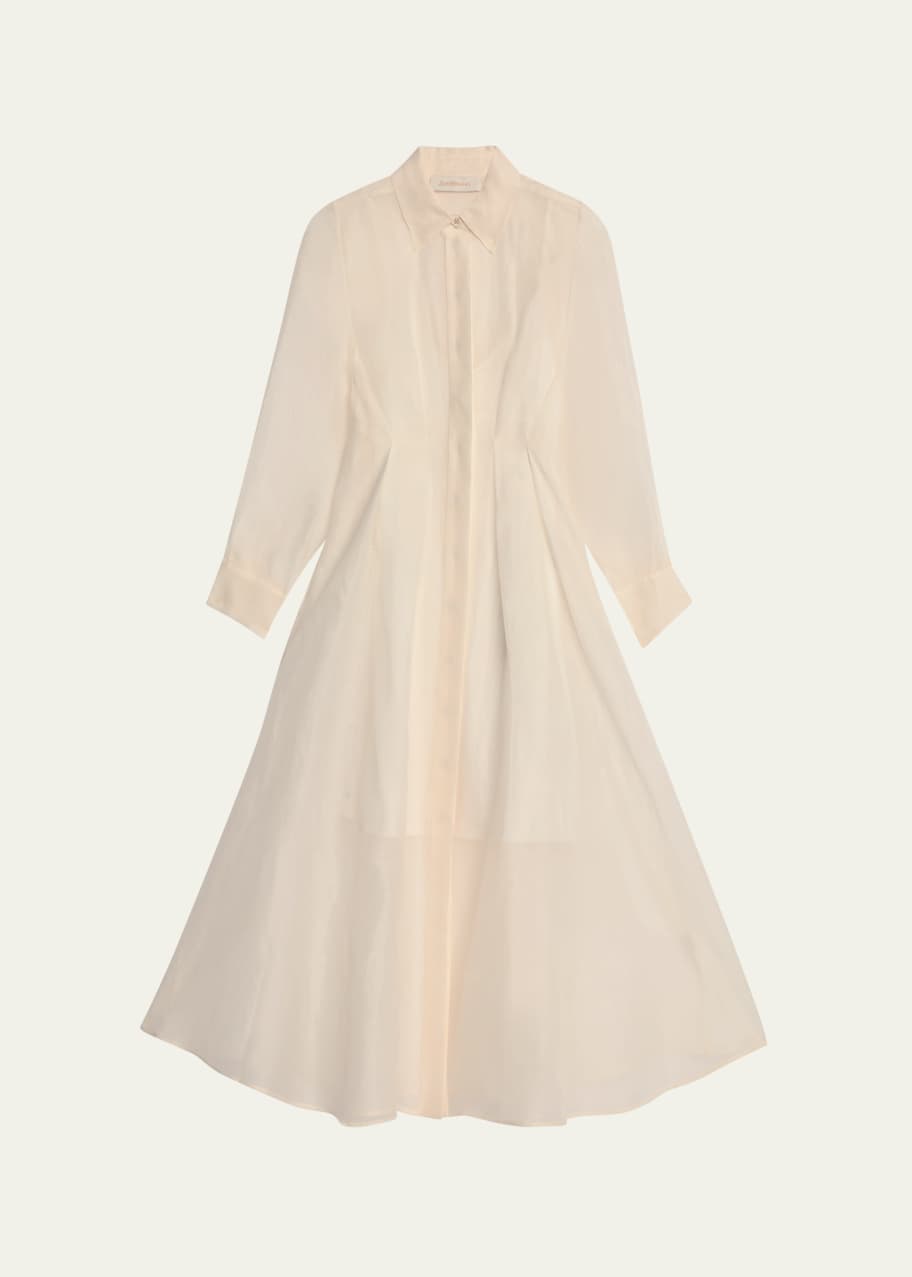 Image 1 of 1: Illuminate Sheer Draped Shirtdress