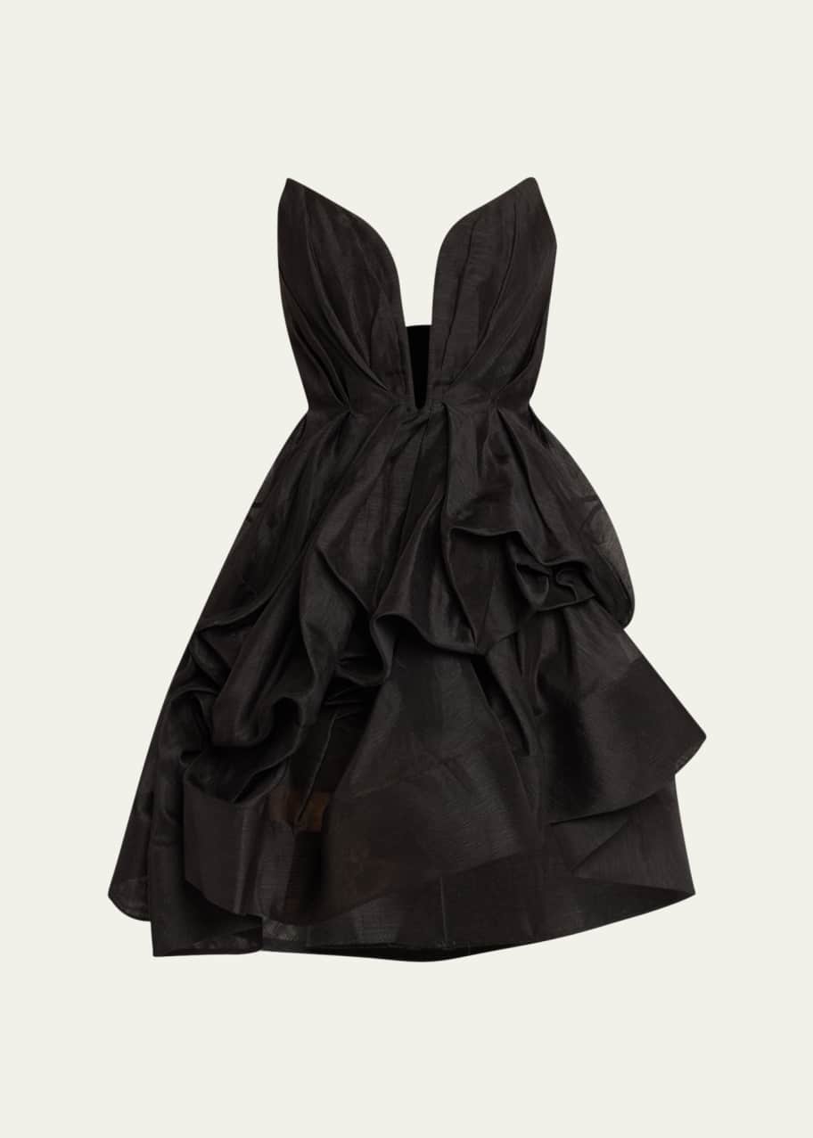 【Zimmermann】ILLUMINATE DRAPED MINI DRESS ドレープ ミニ Zimmermann Illuminate Draped Mini Dress in Black | FWRD