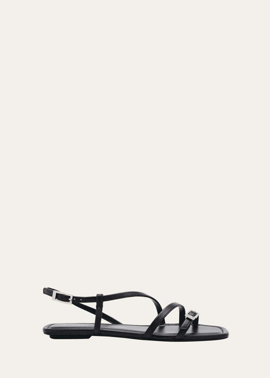 Image 1 of 1: Georgie Leather Strappy Flat Sandals