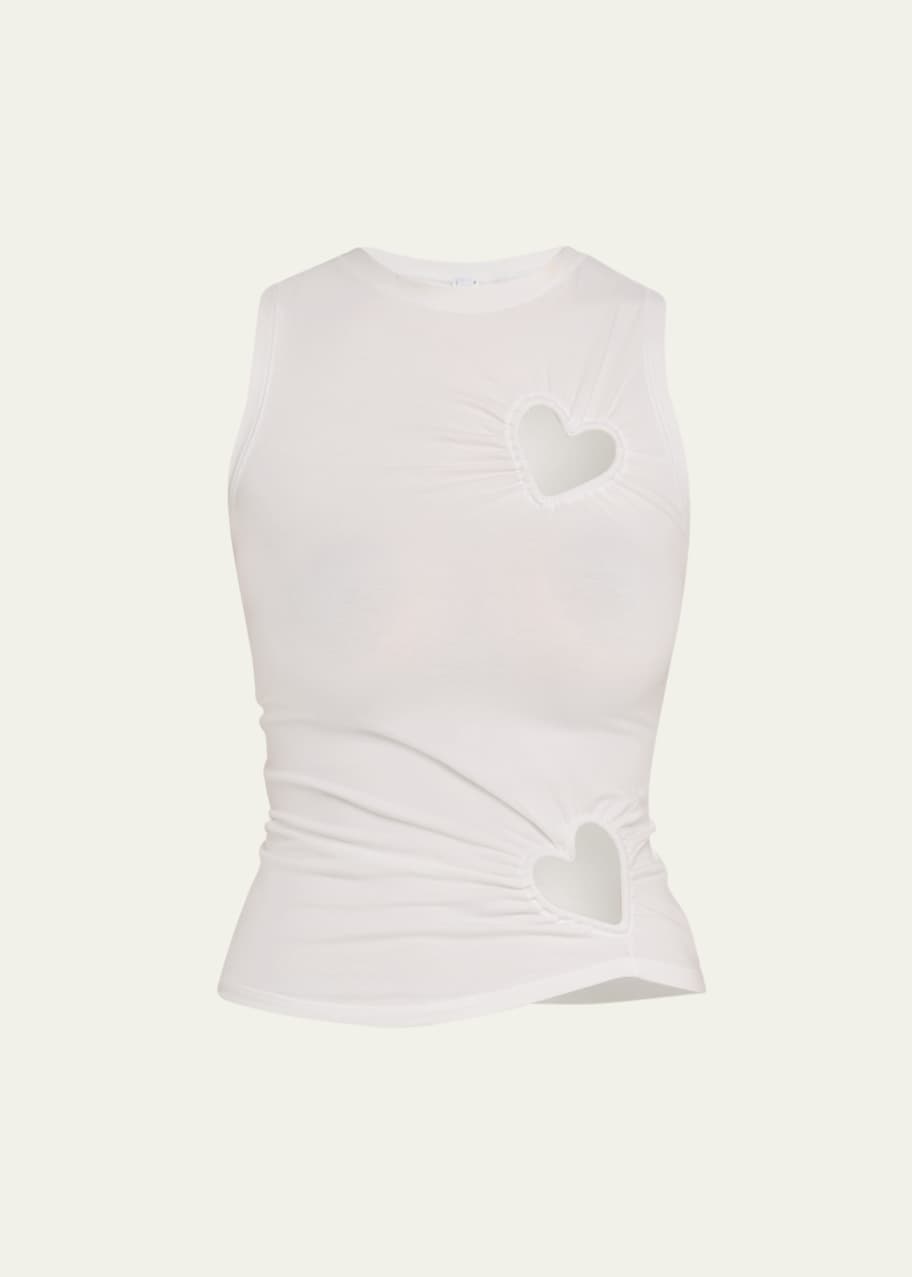 Image 1 of 1: Cotton Jersey Heart Cutout Tank