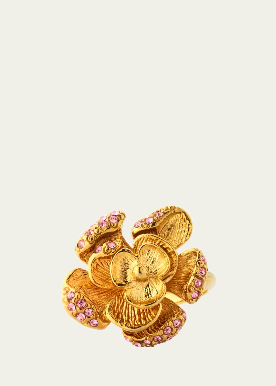 Image 1 of 1: Rose Ring with Pave Crystals