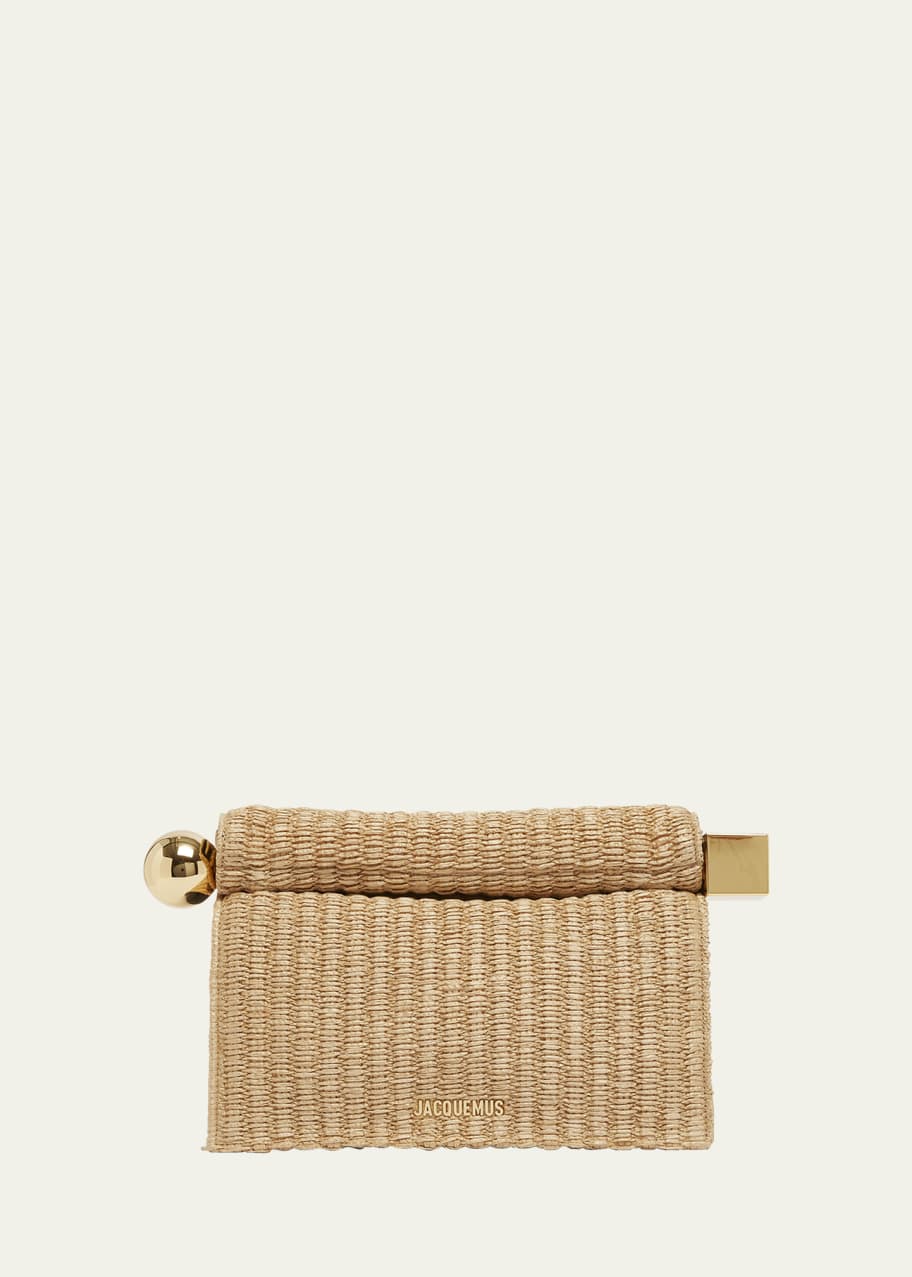 Image 1 of 1: La Pochette Rond Raffia Clutch Bag
