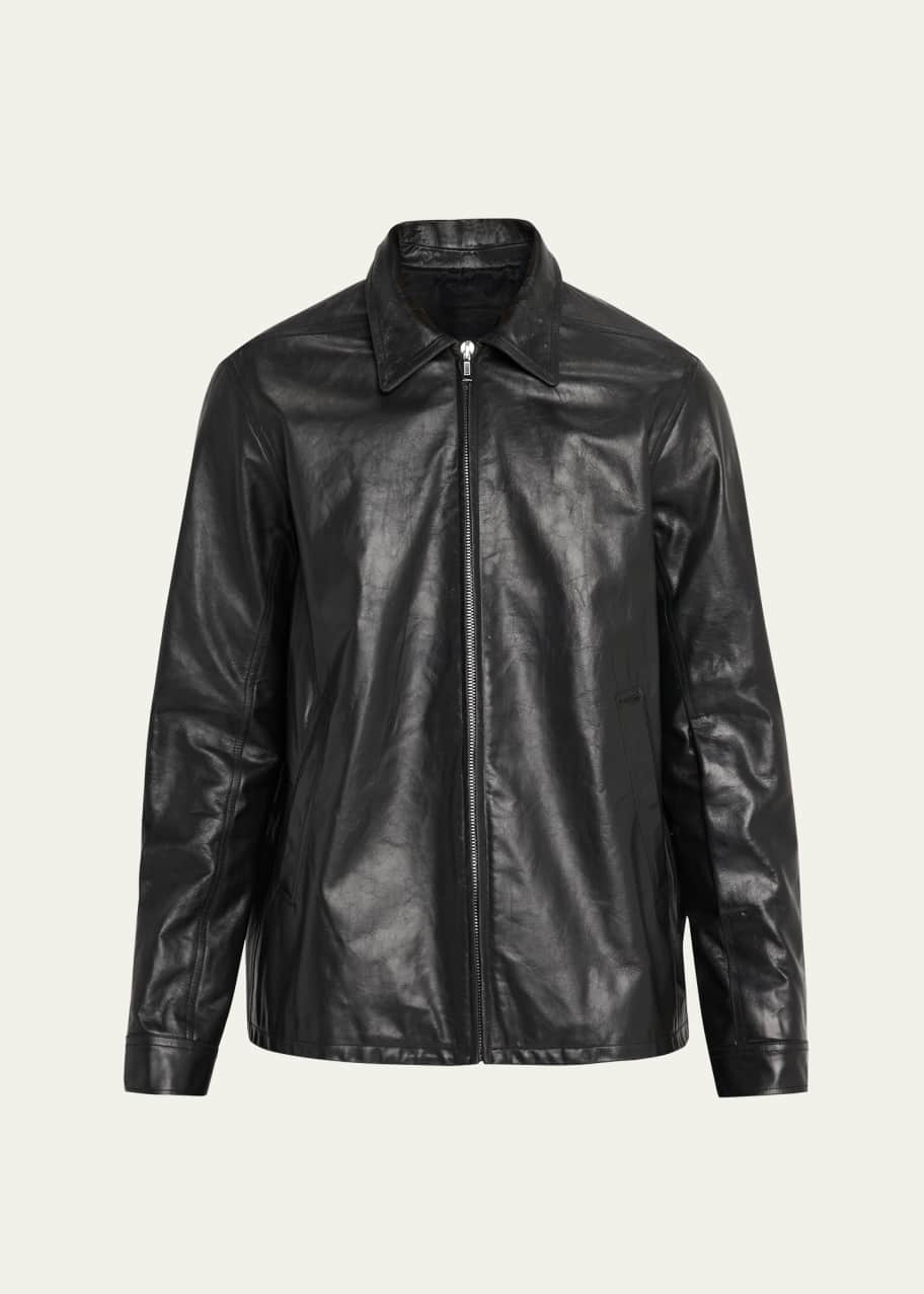 Rick Owens レザージャケット Rick Owens Men's Tamponato Leather Blouson Jacket - Bergdorf Goodman