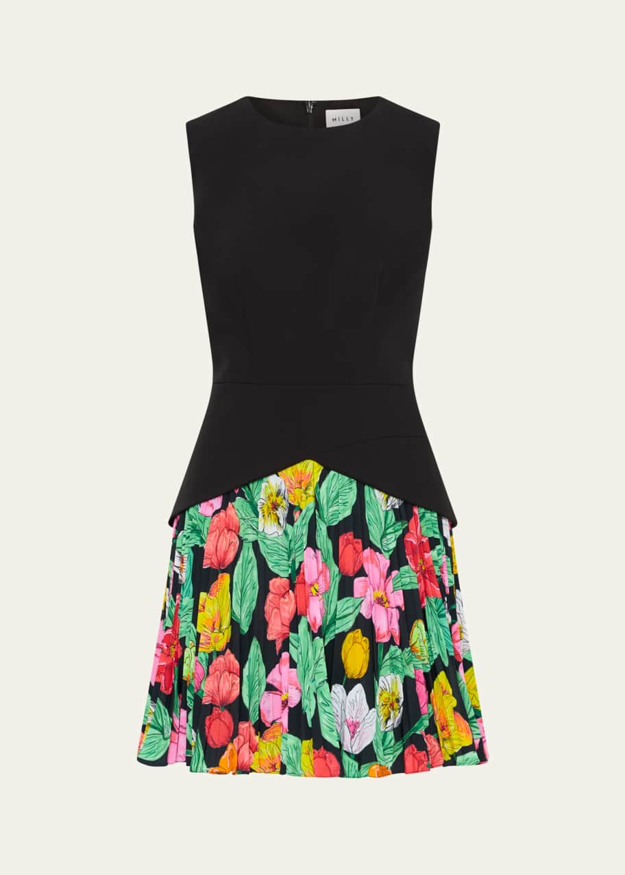 strapless open back dress Milly Women's Liv Belted Pleated Dress - Black main image 0