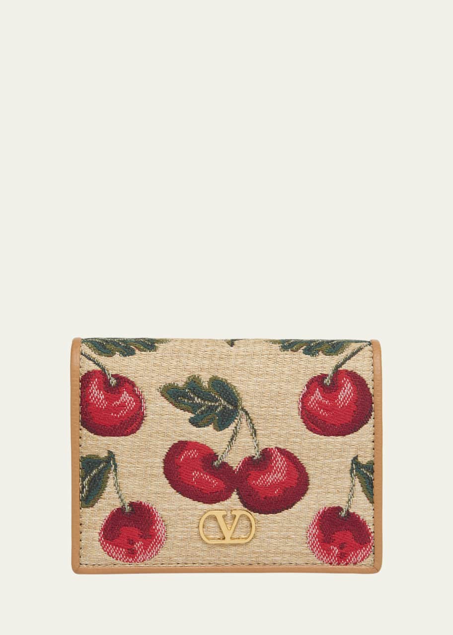 Image 1 of 1: VLOGO Signature Cherry Raffia Wallet