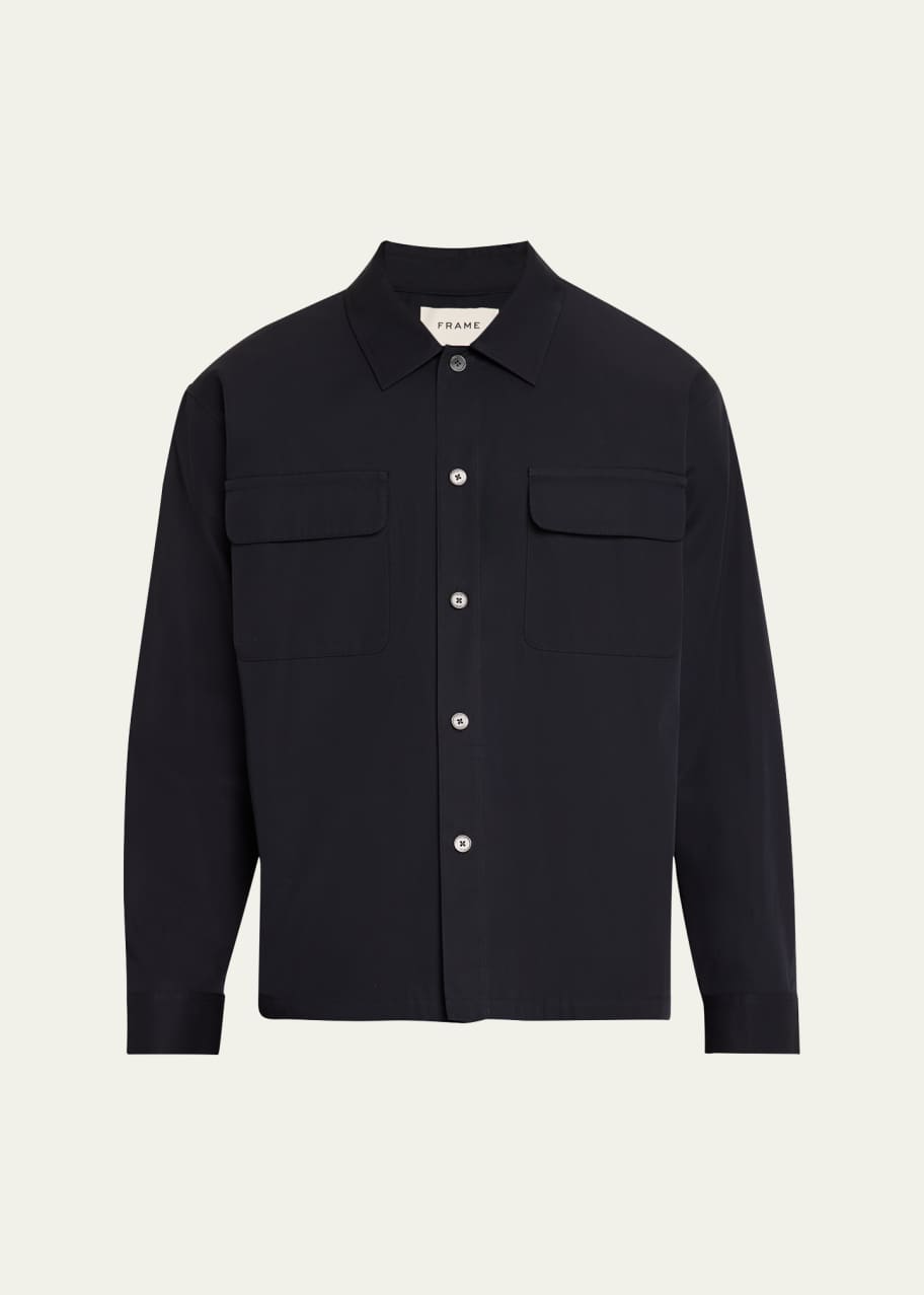 Image 1 of 1: Men's Cotton Double-Pocket Overshirt