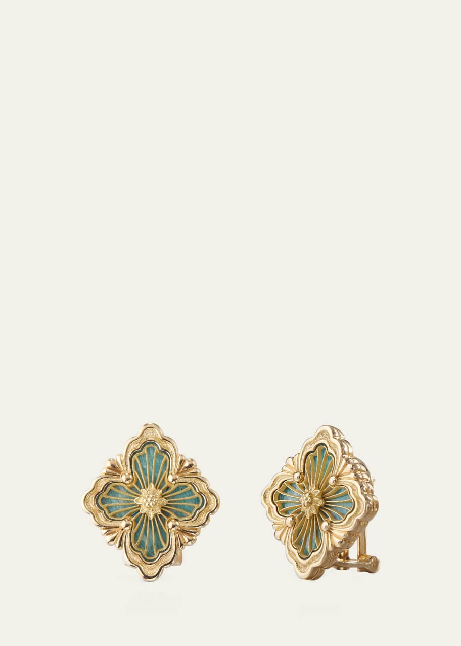 Image 1 of 1: Opera Tulle 18K Yellow Gold Amazonite Button Earrings