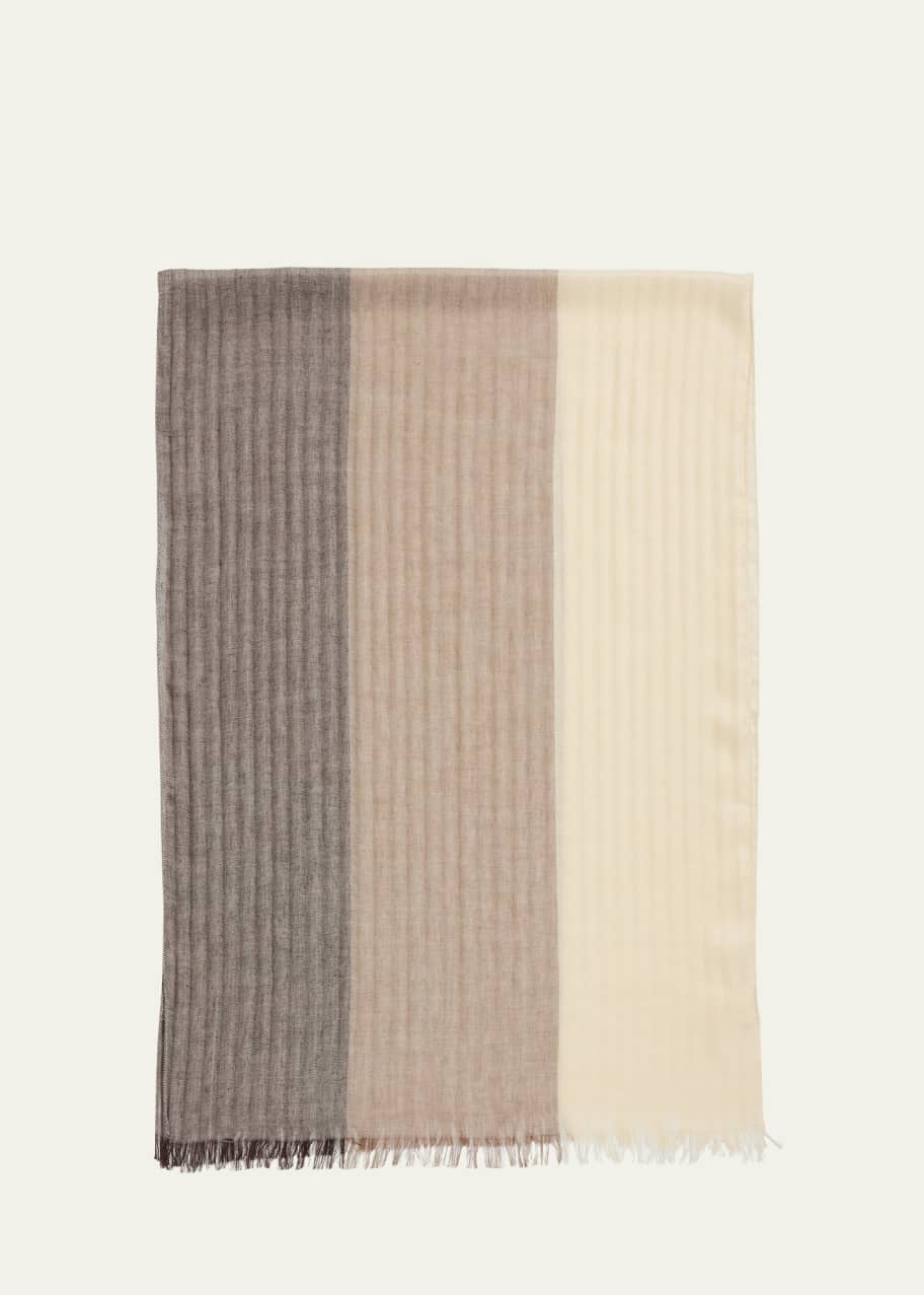 Image 1 of 1: Men's Linen and Cashmere Stripe Scarf