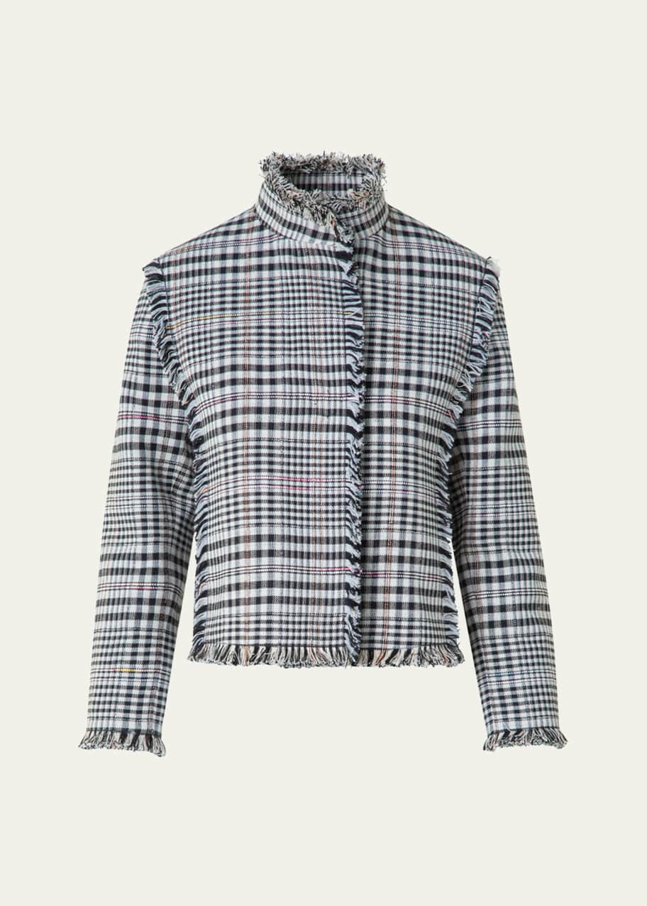 Akris punto Fringe-Trim Check Jacket - Bergdorf Goodman