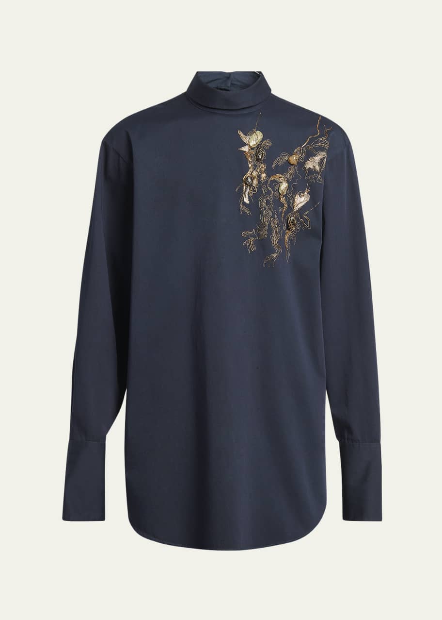 Image 1 of 1: Men's Corsino Embellished Backwards Shirt