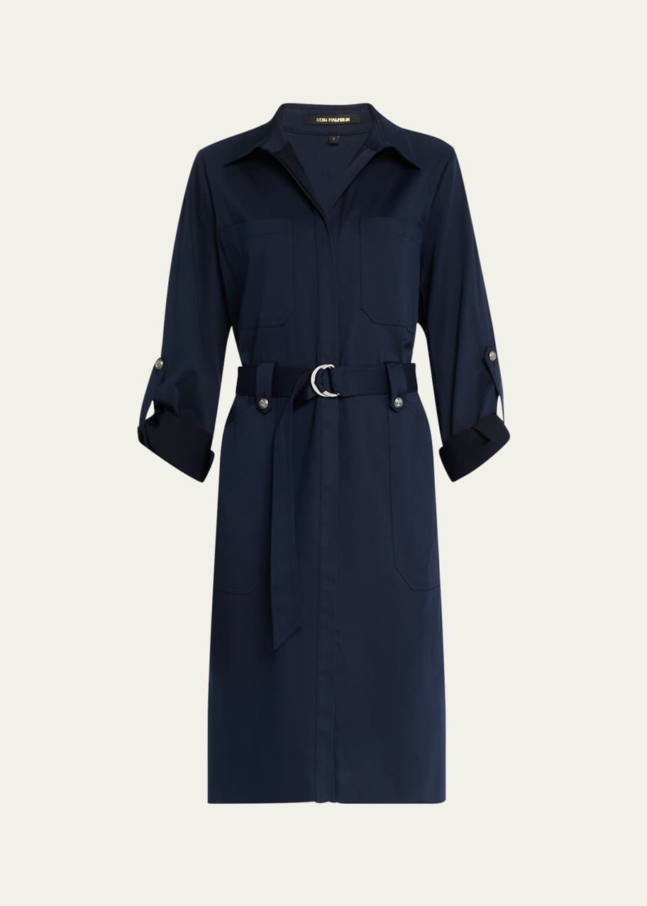Image 1 of 1: Caryss Belted A-Line Shirtdress