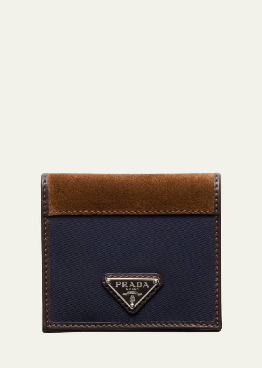 Image 1 of 1: Men's Nylon and Suede Bifold Wallet