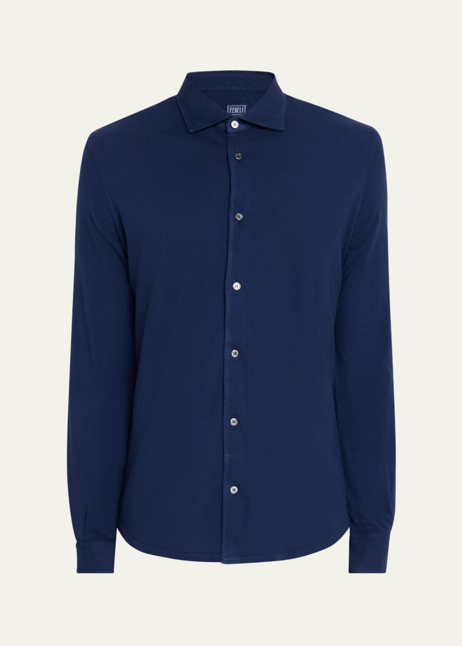 Image 1 of 1: Men's Frosted Pique Casual Button-Down Shirt