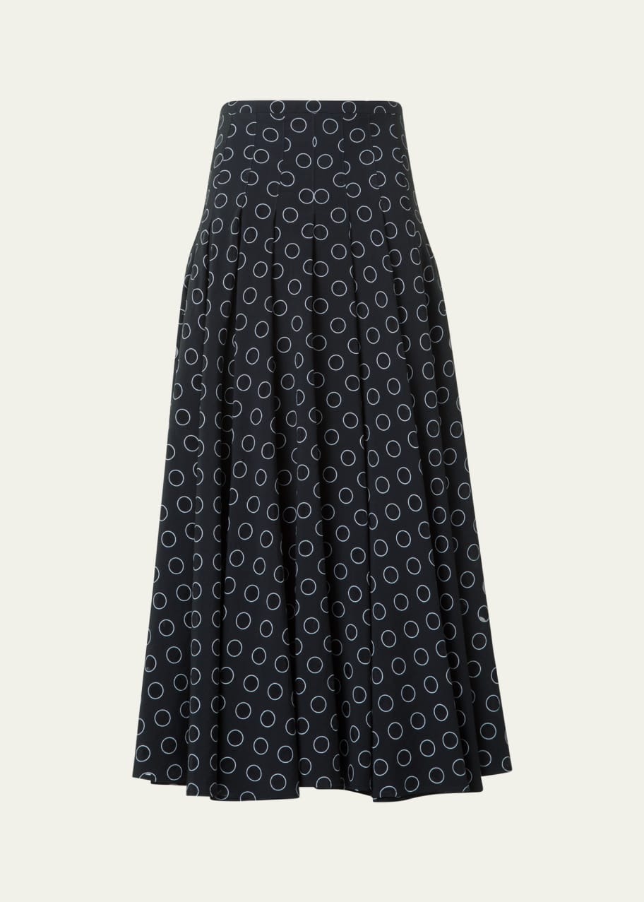 Akris punto Polka Dot Organzino Flared Pleated Skirt - Bergdorf