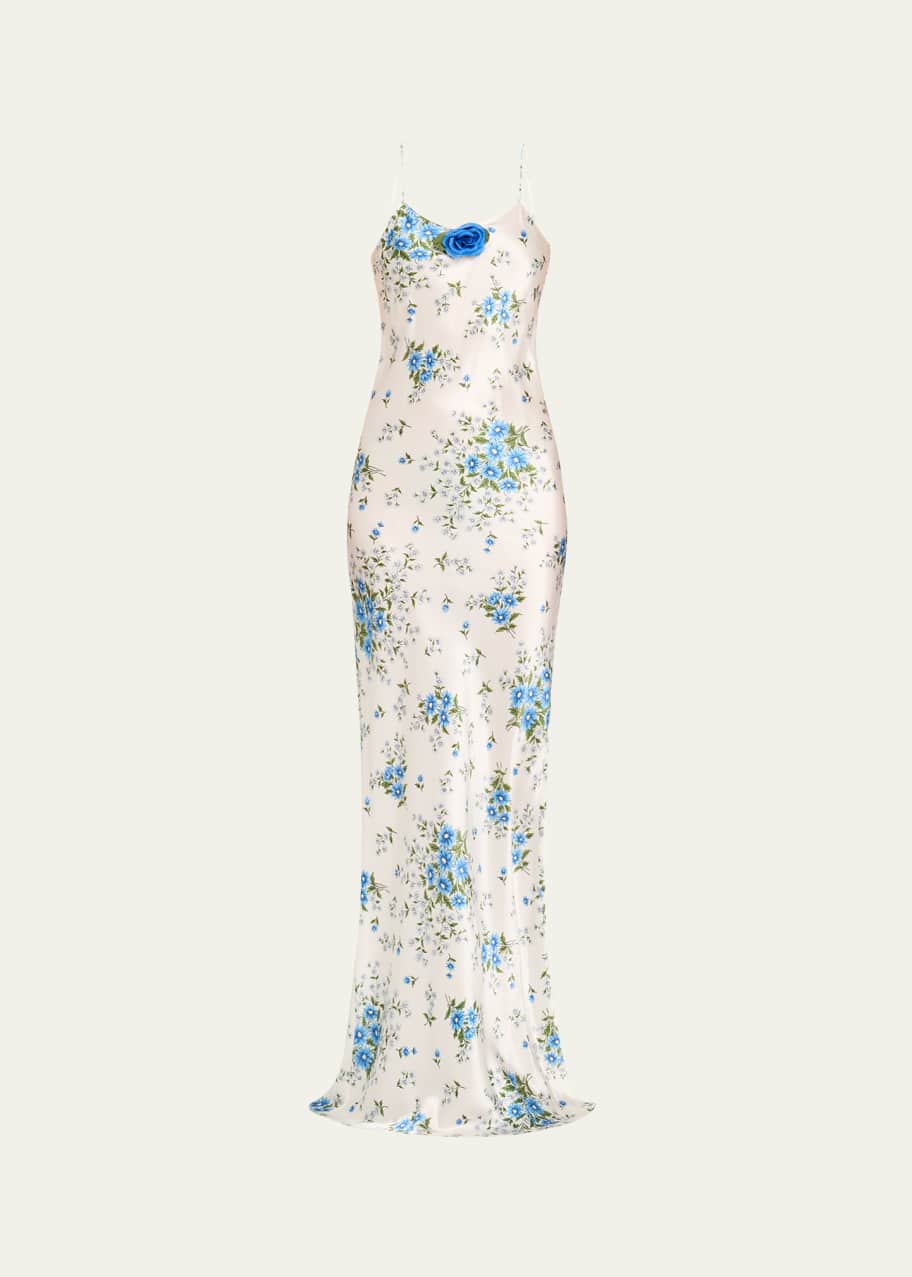 Image 1 of 1: Daisy Bias Silk Slip with Silk Rosette