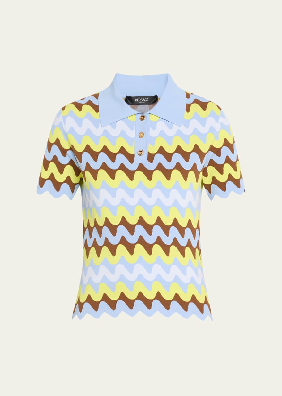 Image 1 of 1: Wave Knit Short Sleeve Sweater