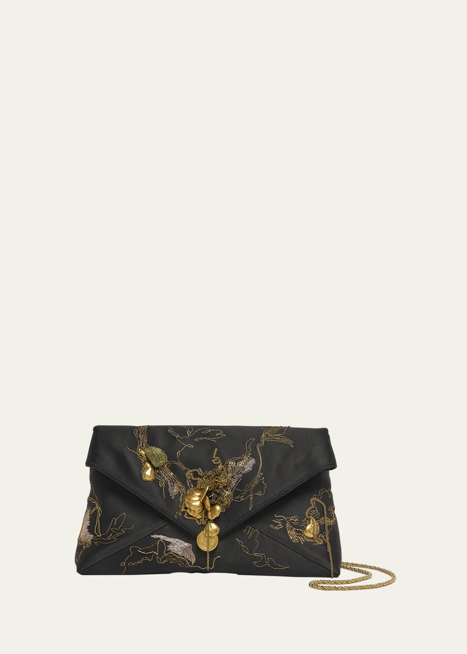 Dries Van Noten Envelope Flap Embellished Clutch Bag