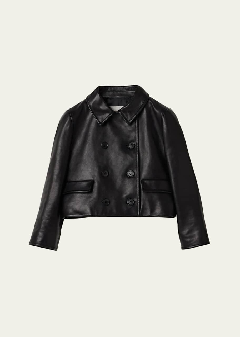 Miu Miu Double-Breasted Leather Cropped Jacket - Bergdorf Goodman
