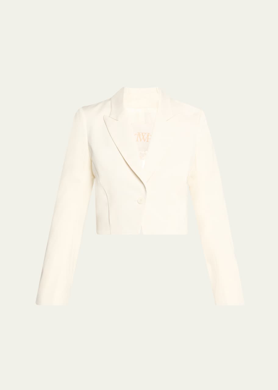 Image 1 of 1: Cotton Tux Wool Blazer with Pleat Placket