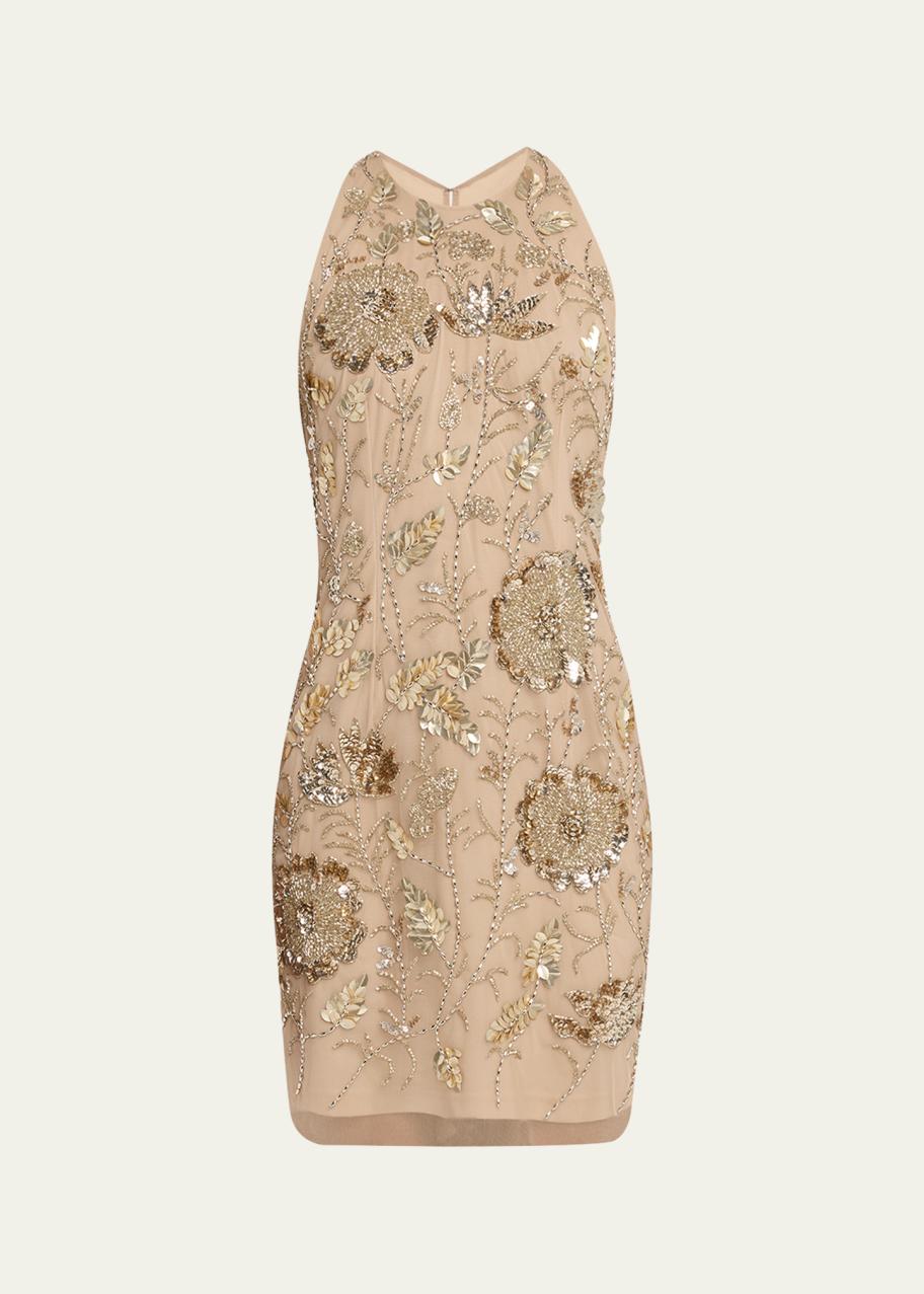 maeve bead & floral sequin halter mini dress Aidan Mattox The Top 10 Birthday and an open back NEWSALE COLOR:Dusty Turquoise