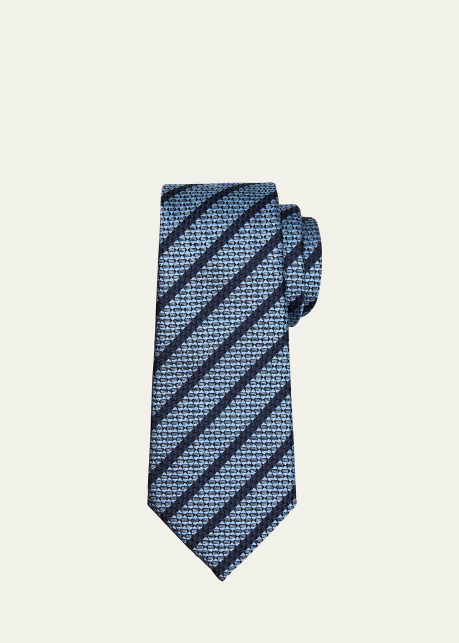 Image 1 of 1: Men's Stripe Jacquard Silk Tie