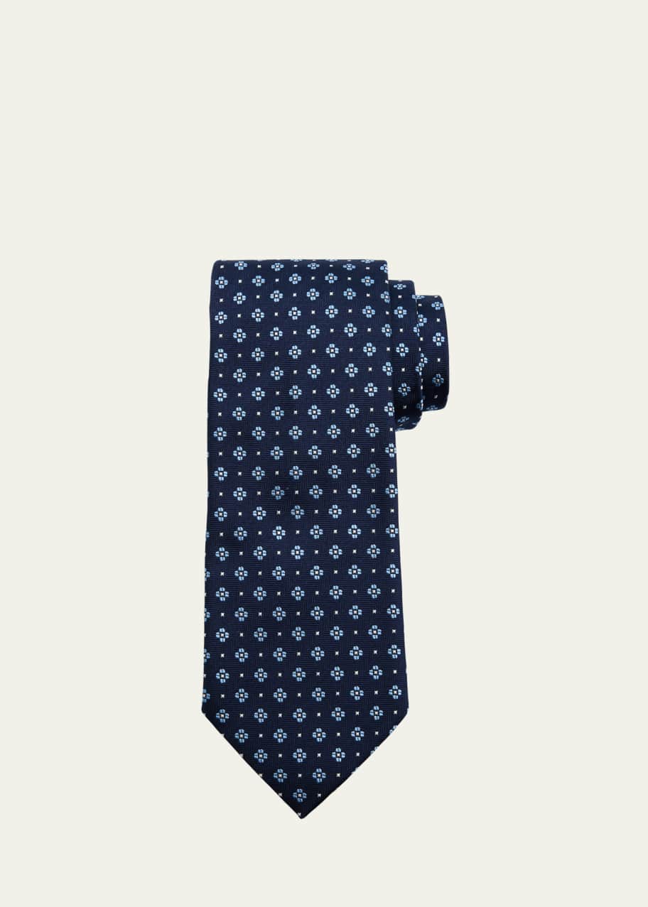 Image 1 of 1: Men's Geometric Floral Silk Tie