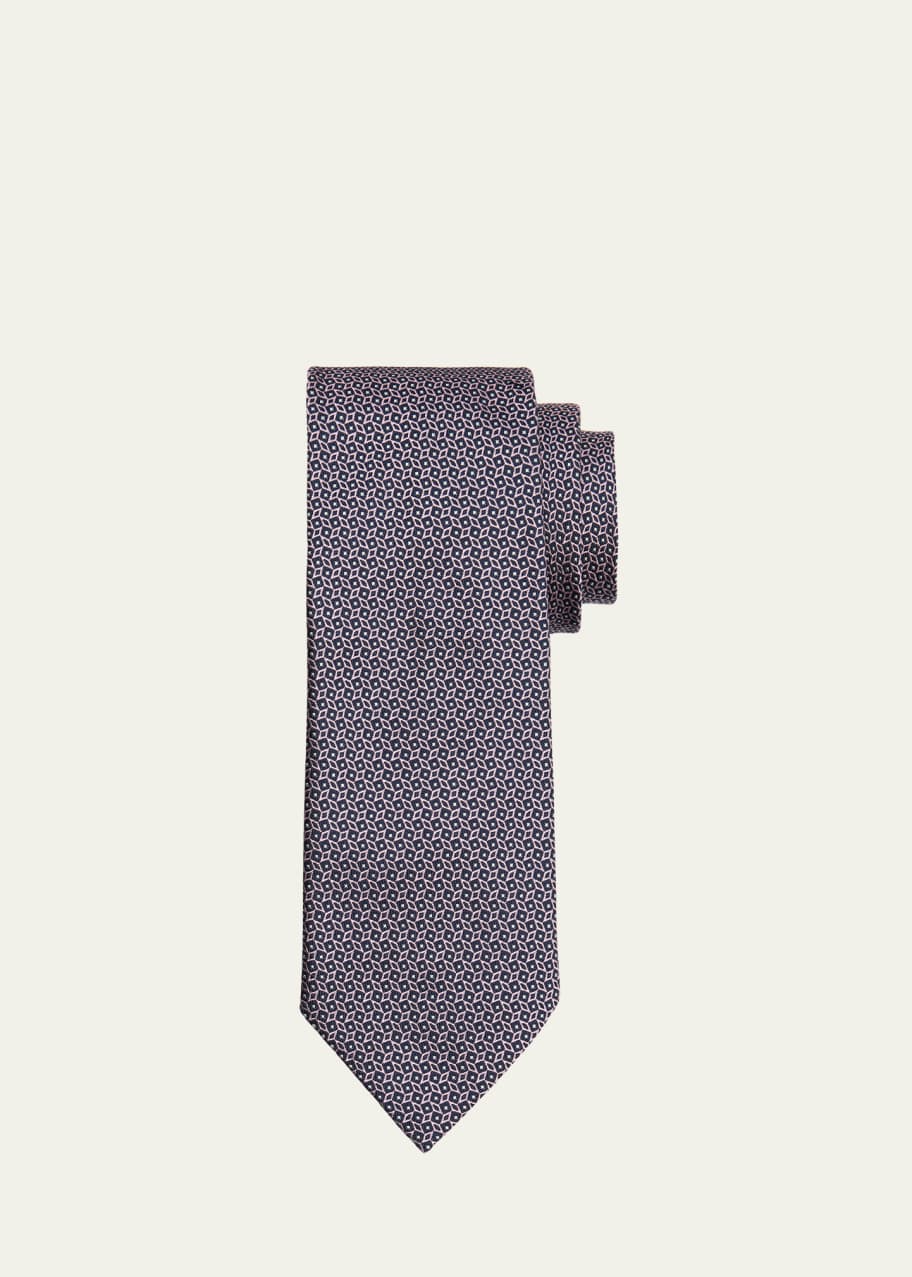 Image 1 of 1: Men's Micro-Geometric Silk Jacquard Tie