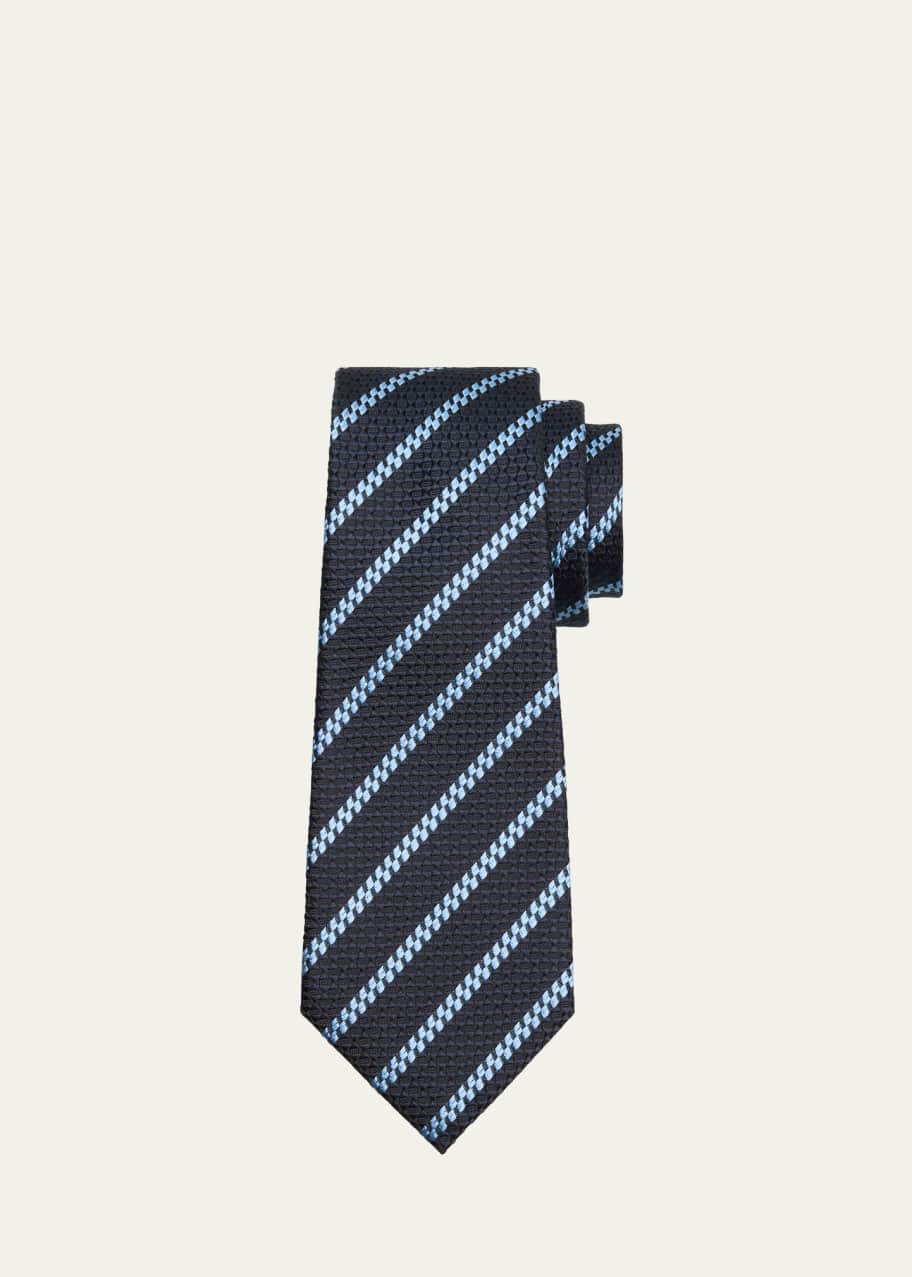 Image 1 of 1: Men's Diagonal Stripe Jacquard Silk Tie