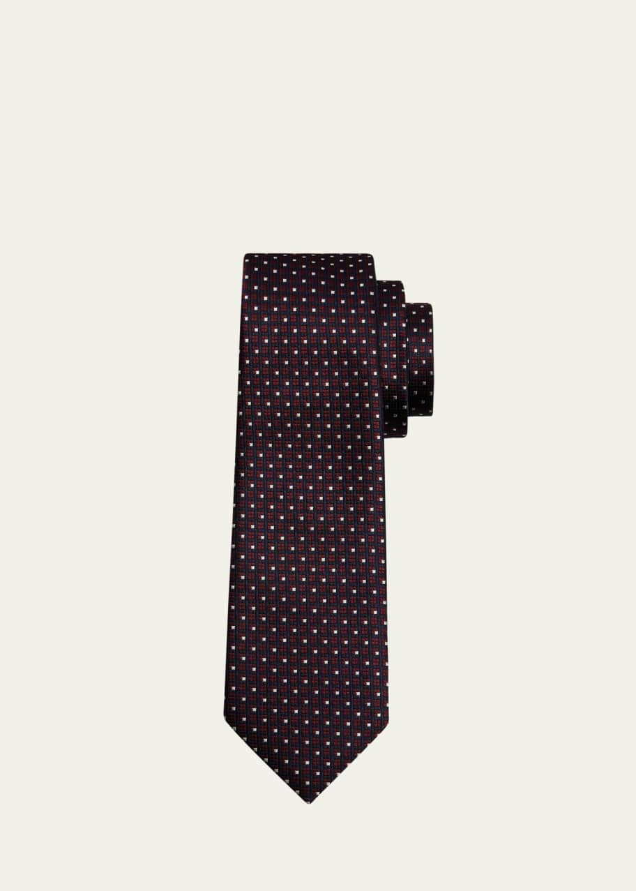 Image 1 of 1: Men's Cingue Pieghe Silk Jacquard Tie
