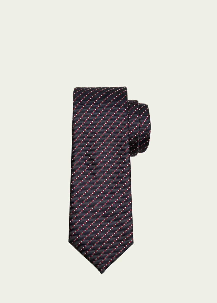 Image 1 of 1: Men's Cinque Pieghe Stripe Silk Tie