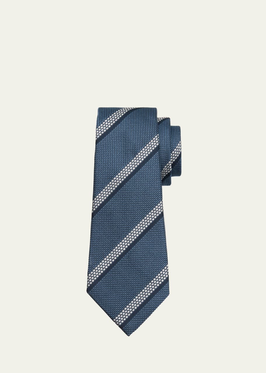 Image 1 of 1: Men's Wide Stripe Jacquard Silk Tie