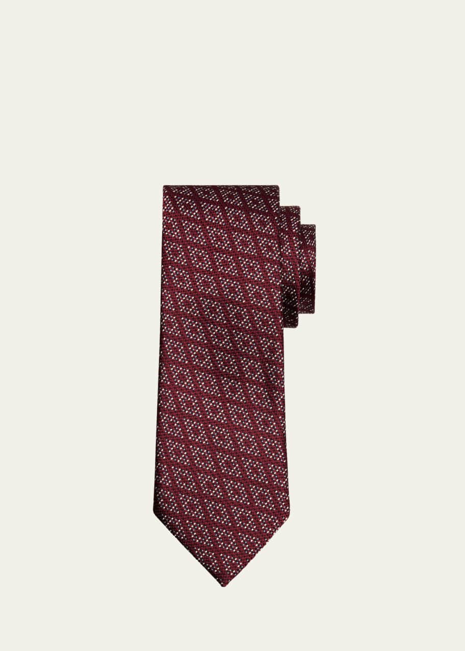 Image 1 of 1: Men's Geometric Jacquard Silk Tie