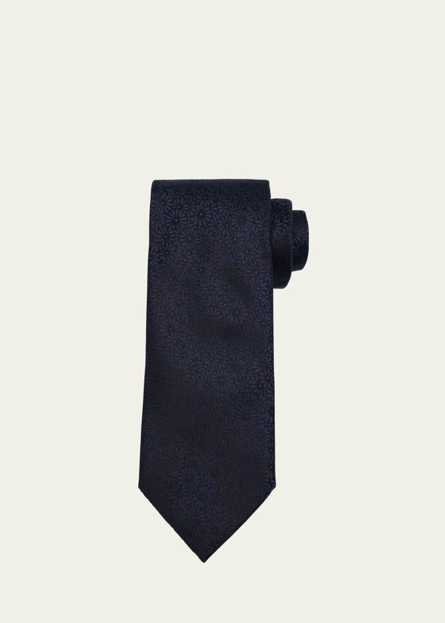 Image 1 of 1: Men's Cento Fili Floral Silk Jacquard Tie