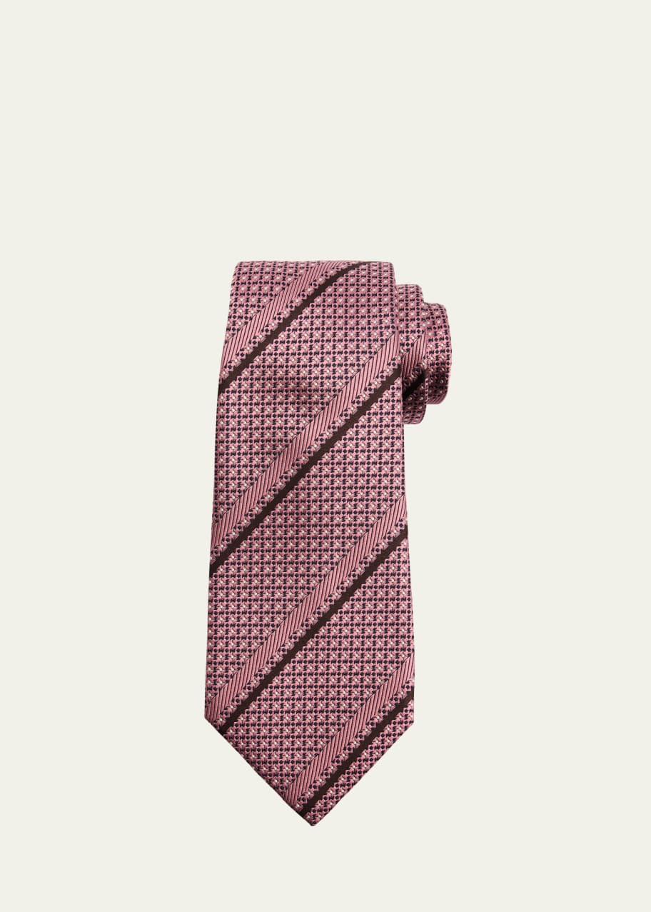 Image 1 of 1: Men's Stripe Silk Jacquard Tie