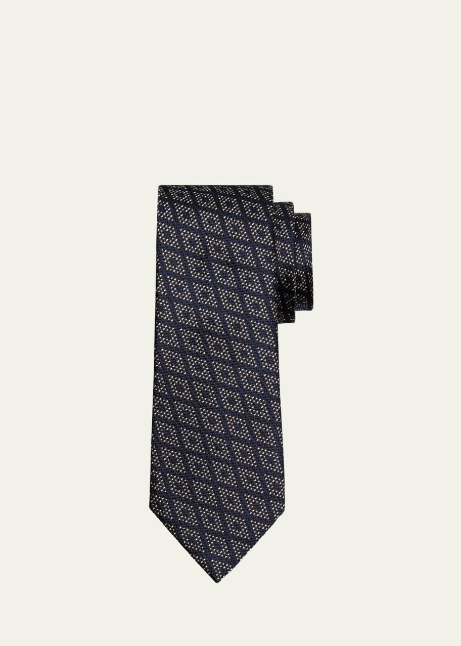 Image 1 of 1: Men's Geometric Jacquard Silk Tie