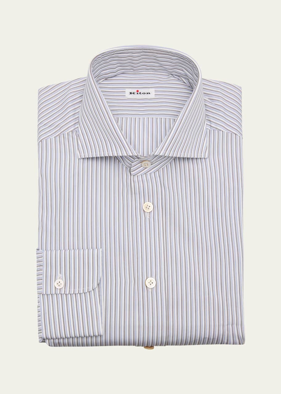 Image 1 of 1: Men's Cotton Multi-Stripe Dress Shirt