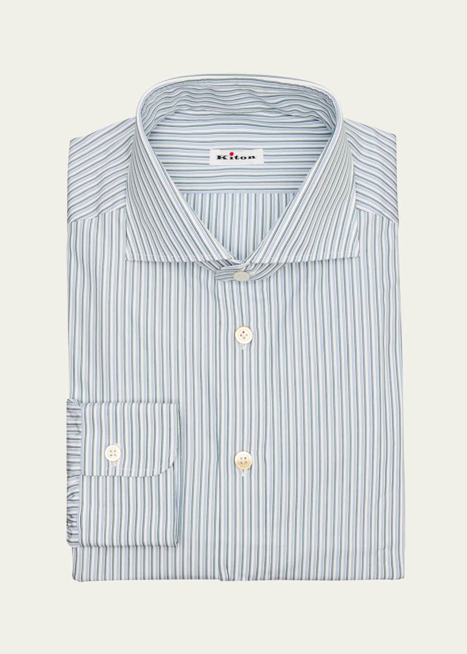 Image 1 of 1: Men's Cotton Multi-Stripe Dress Shirt