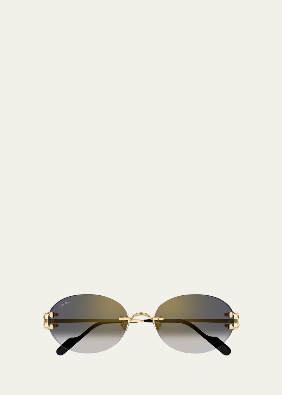 Cartier Rimless Metal Round Sunglasses - Bergdorf Goodman
