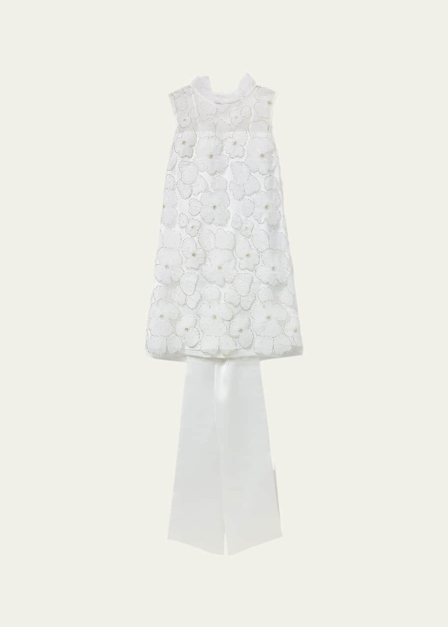 Image 1 of 1: Embellished Tulle Satin Bow Mini Dress