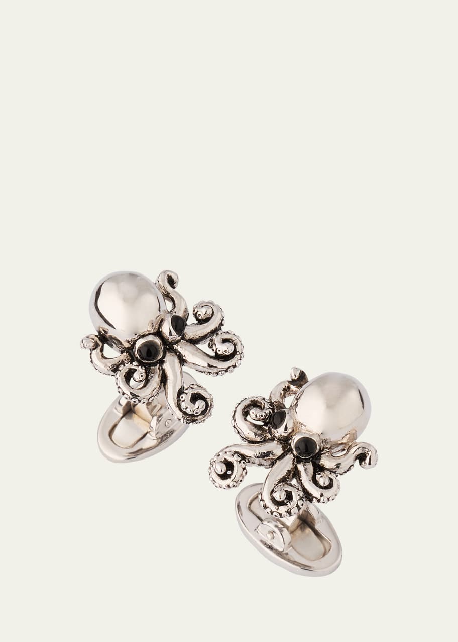 Image 1 of 1: Men's Sterling Silver Octopus Cufflinks