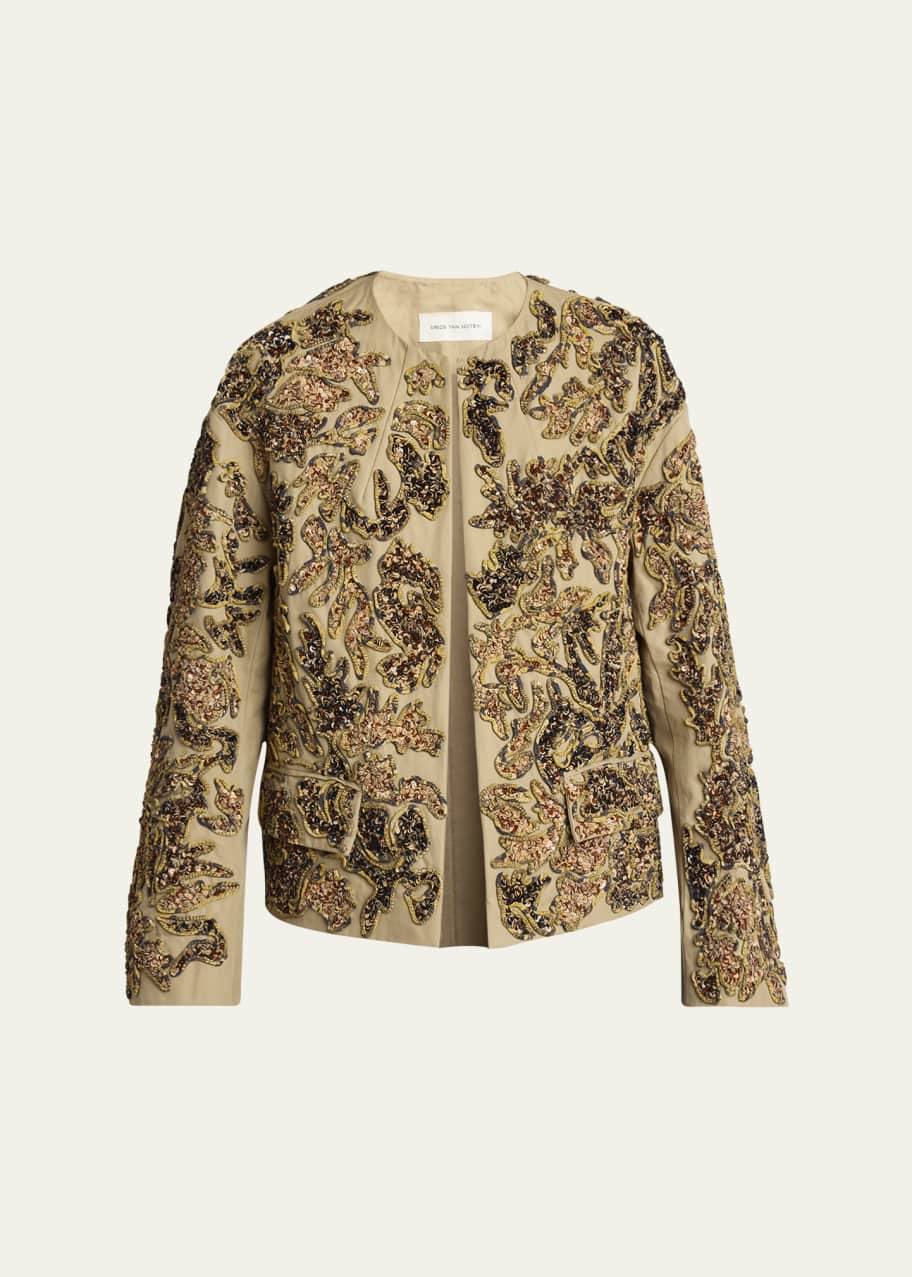 Image 1 of 1: Vonda Sequined Open Front Jacket