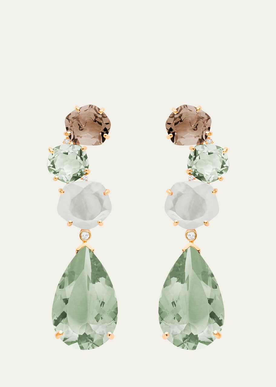 Image 1 of 1: Diana Prasiolite, Quartz, and MOP Earrings in 18K Rose Gold