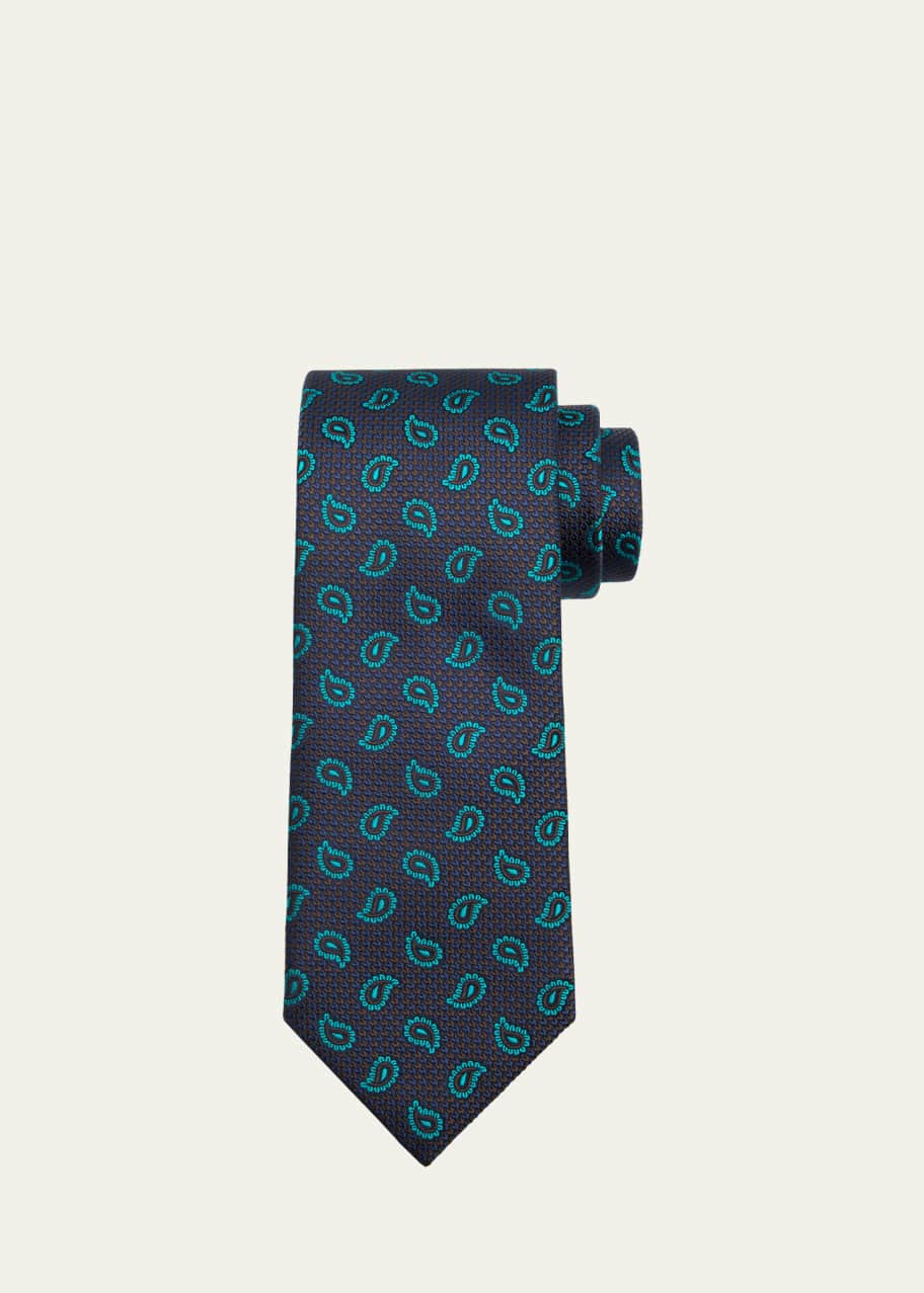 Image 1 of 1: Men's Paisley Jacquard Silk Tie