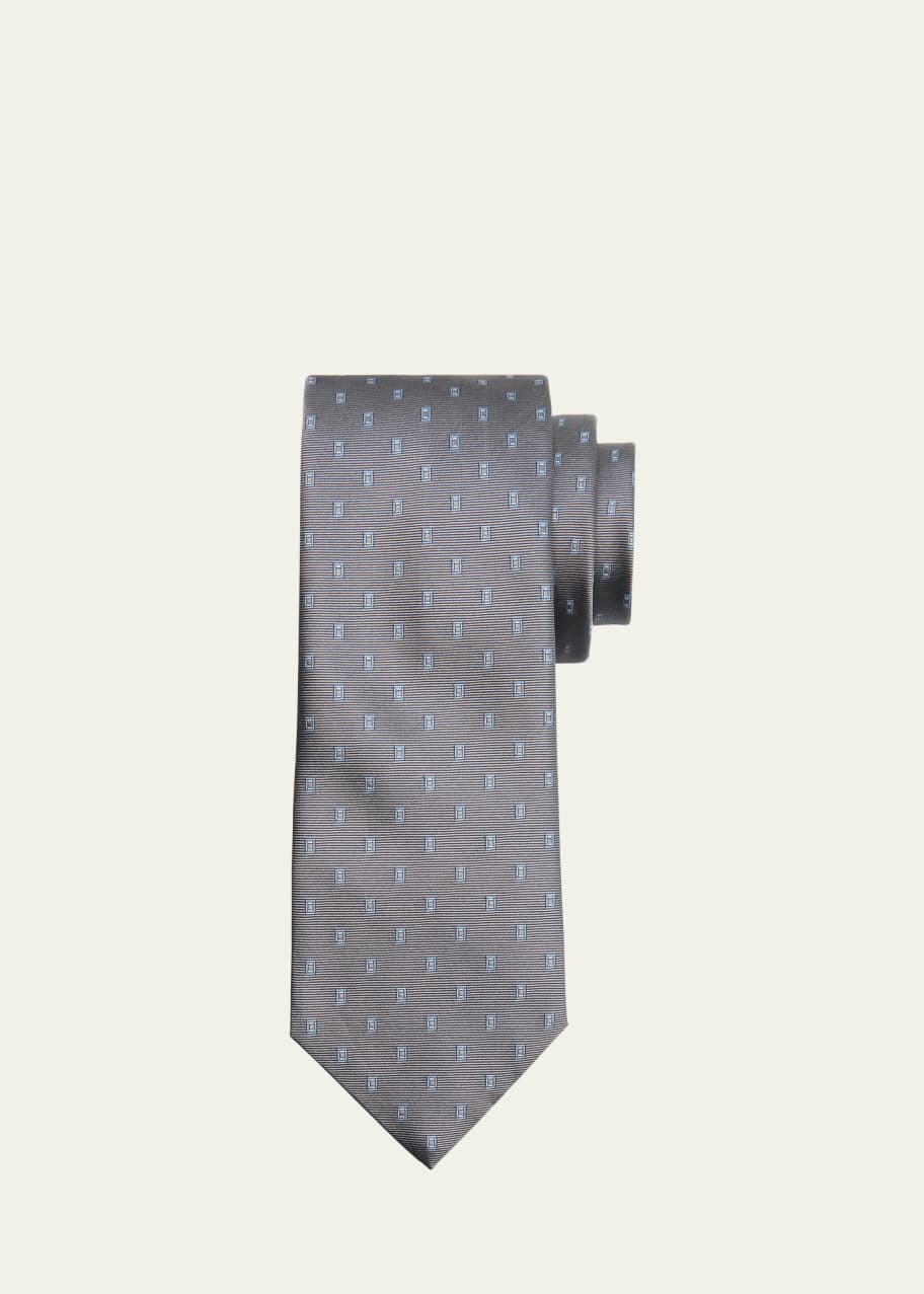 Image 1 of 1: Men's Geometric Jacquard Silk Tie