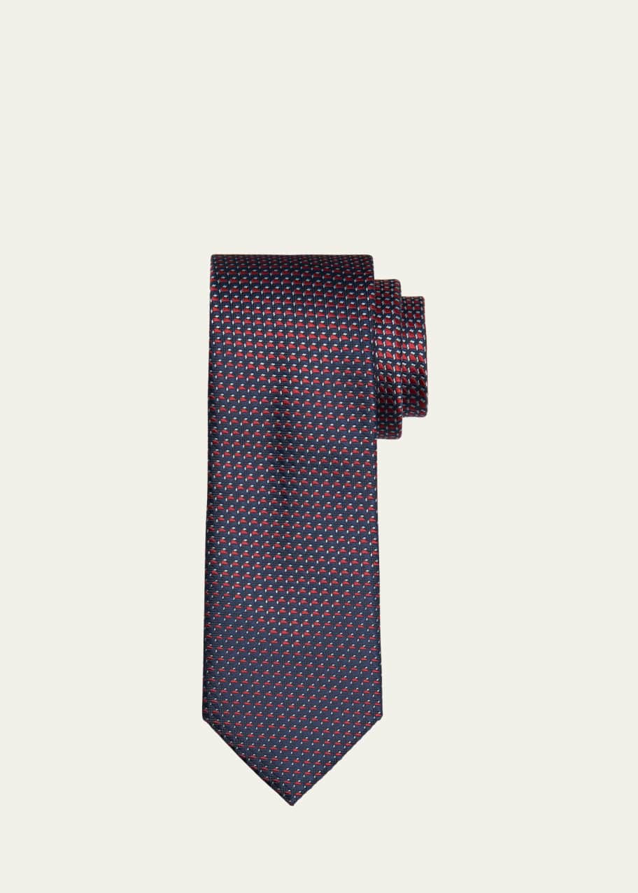 Image 1 of 1: Men's Geometric Jacquard Silk Tie