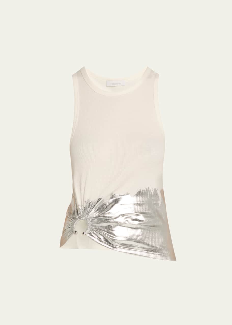 Image 1 of 1: Silver Foil Ribbed Tank Top