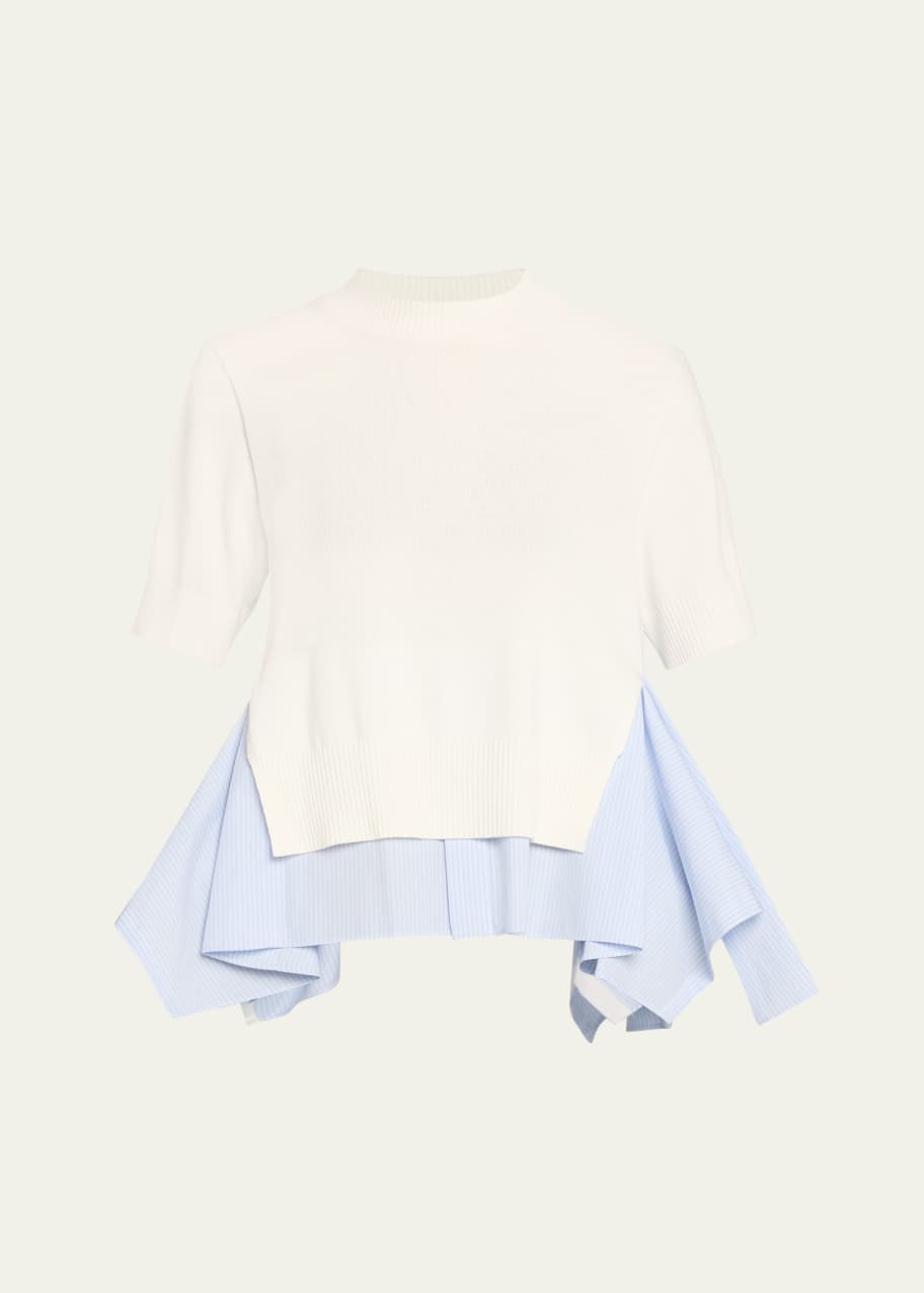 SACAI Short Sleeve Shirting Sweater - Bergdorf Goodman