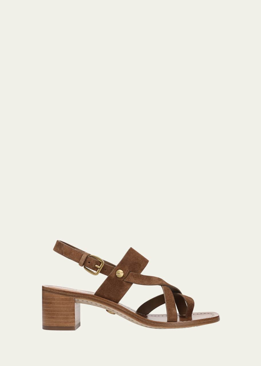 Image 1 of 1: Elodie Suede Strappy Slingback Sandals